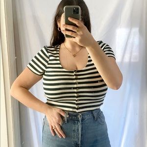 Native Youth Ribbed Striped Crop Top L